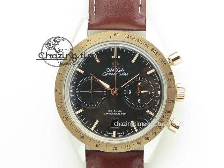 0308 MoistureWicking De Ville Chronograph SS OMF 1:1 Best Edition Blue Dial On Blue Leather Strap A 8110